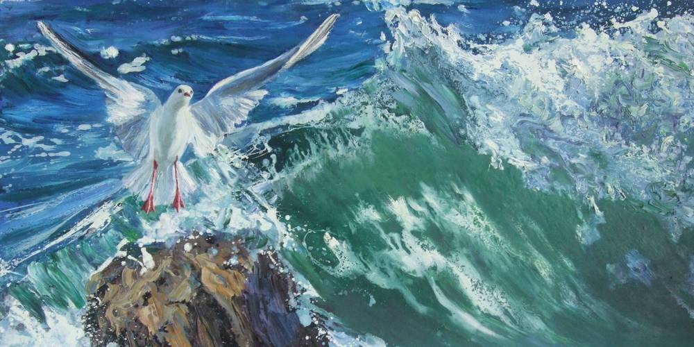 Seascape with gull